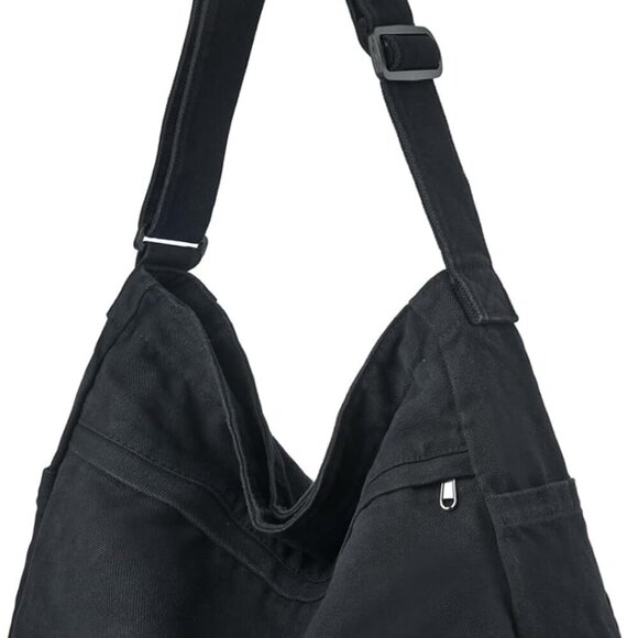 Handbags - Canvas Hobo Crossbody Tote Bag for Women Men Large Capacity Travel Work